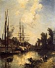 Johan Barthold Jongkind Boats Dockside painting